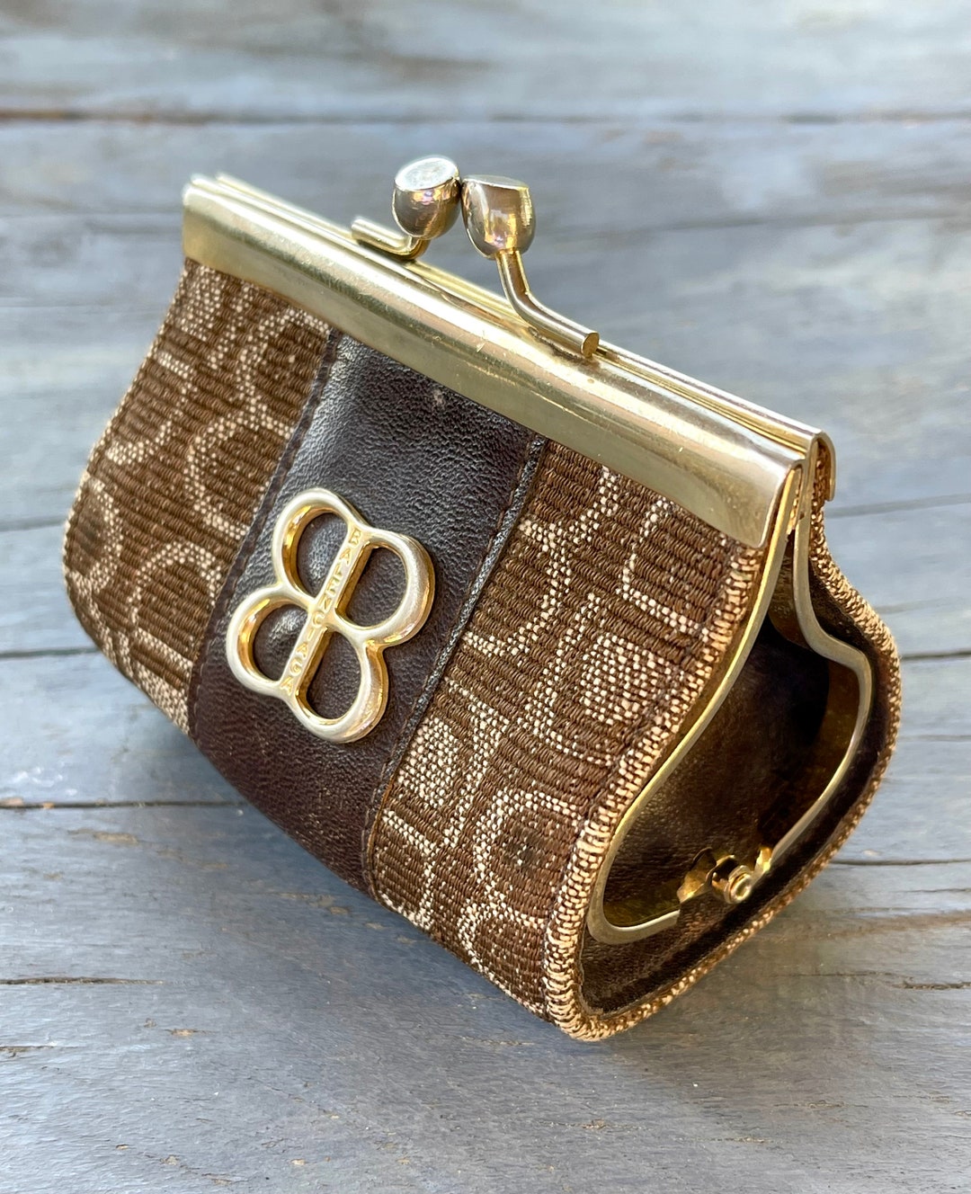 Coin Purse BALENCIAGA Designer Vintage BB Logo Fabric Small Money