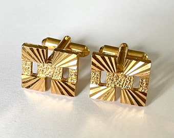 cuff links cufflinks French vintage jewellery rectangular polished textured formal evening wear for the groom midcentury modern MCM 1960s