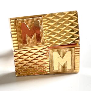 Manschettenknöpfe M Monogramm Buchstabe Buchstabe Französisch Vintage Stempel Midcentury Modern Schmuck für den Bräutigam Hochzeit Hemd