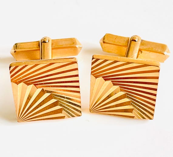 Boutons De Manchette Vintage Plaqué Or - Style Moderniste, Parfaits Pour Un Look élégant