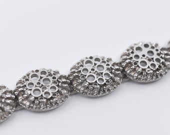 braccialetto a maglie vintage metallo tono argento gioielli in stile modernista francese braccialetto moderno brutalista della metà del secolo taglia unica rara