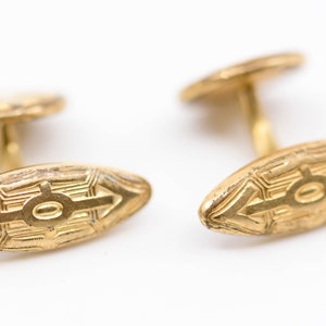 Boutons De Manchettes Anciens En Métal Doré - Marque MURAT - Occasion Très Bon état Vintage