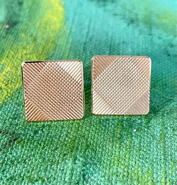 genuine gold cufflinks square geometric modernist… - image 2