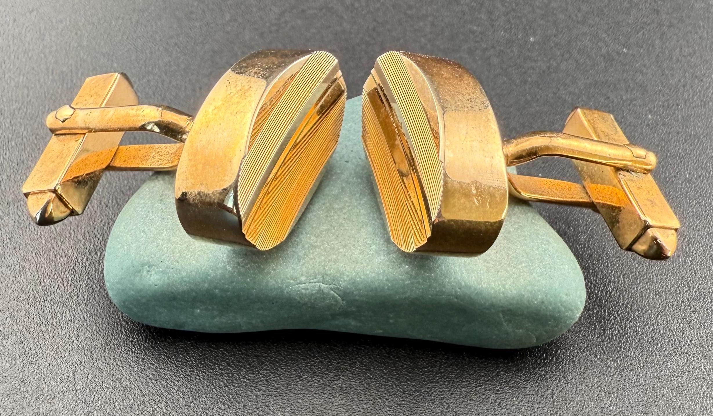 Ancienne Paire De Boutons De Manchette En Plaqué Or Et Nacre - Cufflinks Vintage Old Gold Platted