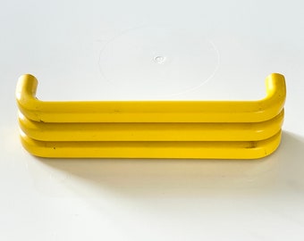 pull French vintage handles architectural salvage yellow solid metal 5" 13cm  kitchen cabinet drawer restoration home decor improvement 80s