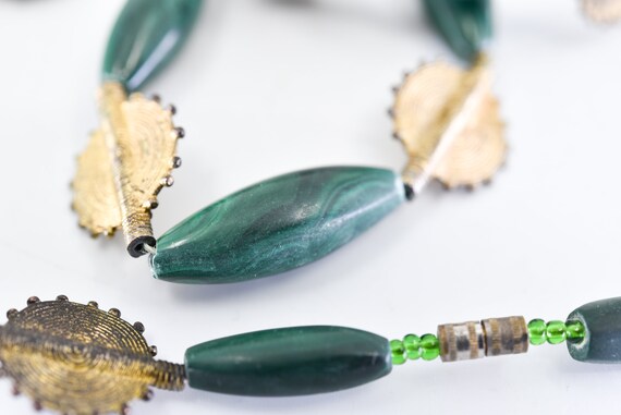 necklace vintage malachite graduated dark green o… - image 7