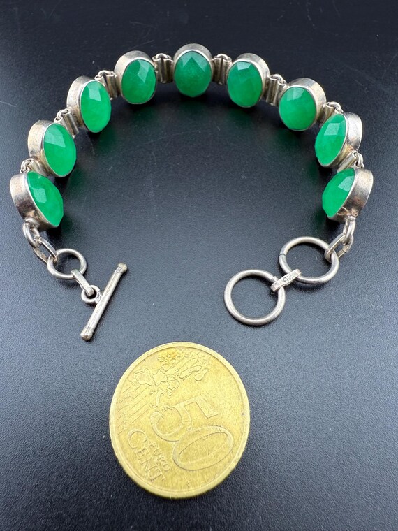 super stylish link bracelet solid 925 silver gree… - image 12