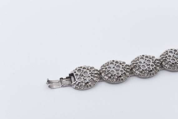 vintage link bracelet silver tone metal French mo… - image 5