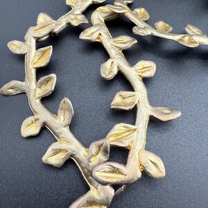 nature inspired choker necklace French vintage costume fashion jewellery gold tone metal link branch leaf collier signed LOOLA PARIS 1980s