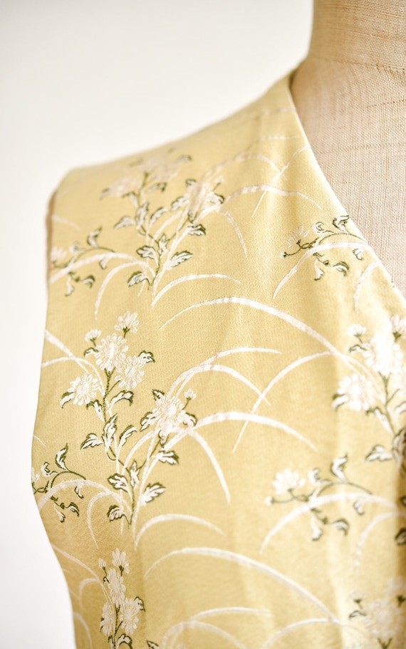 silk waistcoat vintage KENZO gold white flower bu… - image 3