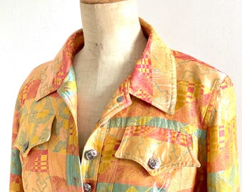 Jacke CHRISTIAN LACROIX Bazar Vintage Gobelin Korsett Backen Einreiher Fronttaschen Designer Mode Gr. 38 1990s