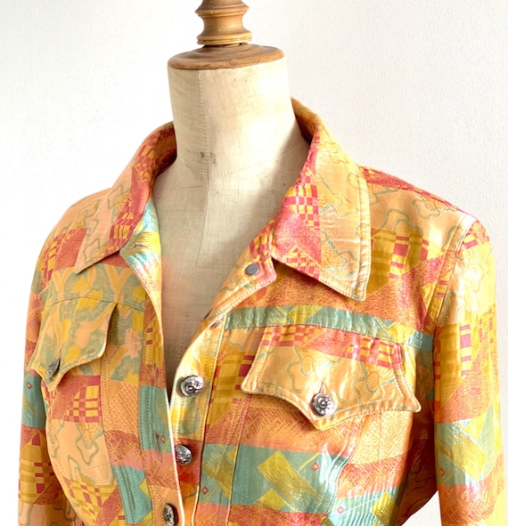 Christian Lacroix, jacket CHRISTIAN LACROIX Bazar French vintage tapestry corset back single breasted button down front pockets designer fashion size 38 1990s