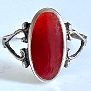 ring silver band vintage gemstone carnelian cabochon French art nouveau rare jewellery large adult size no22 u62 us10 ukU made in France 20s
