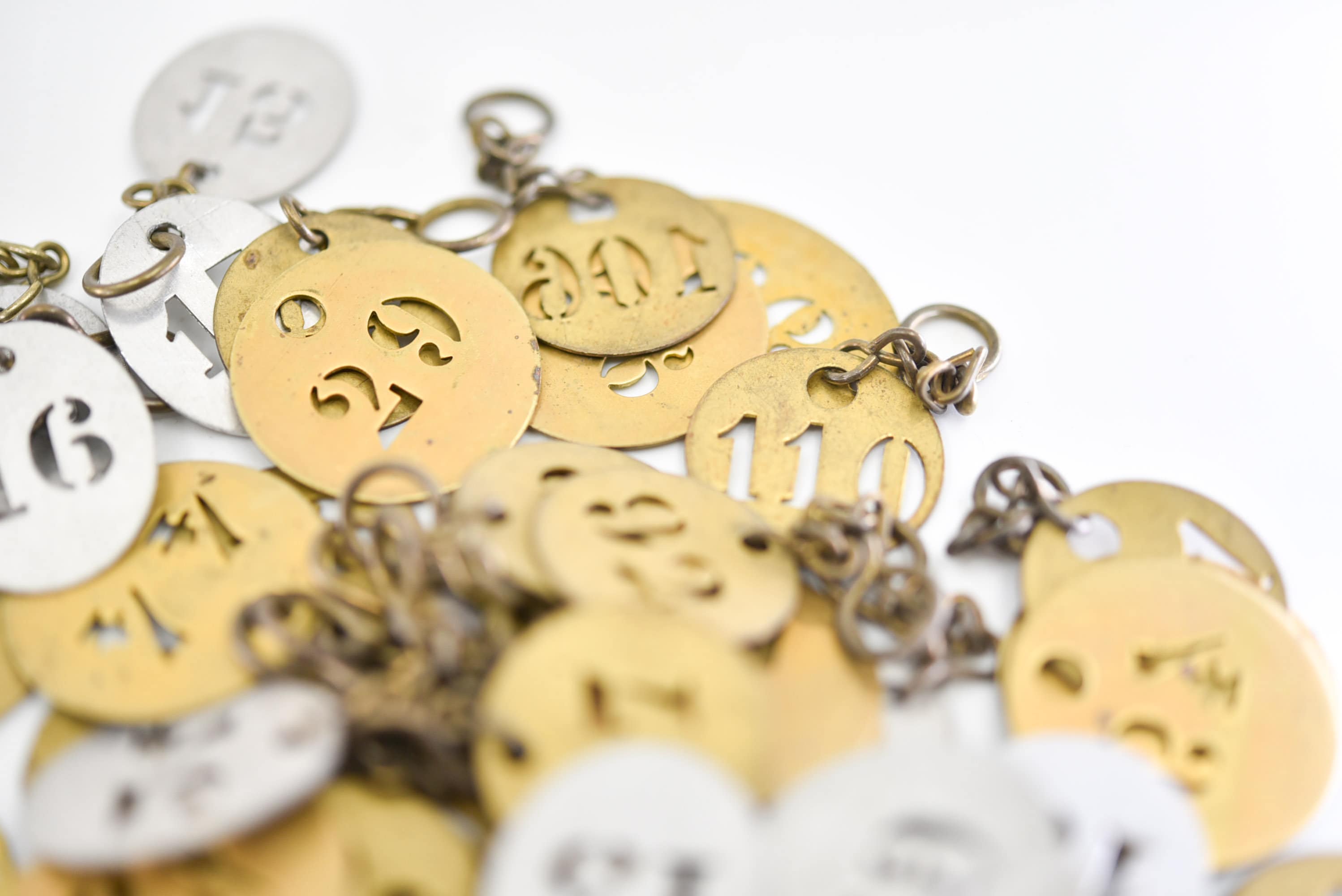 Large Lot of 75 Metal Number Tags French Vintage Brass Silver Tone ...