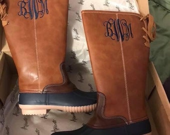 monogrammed boots wide calf