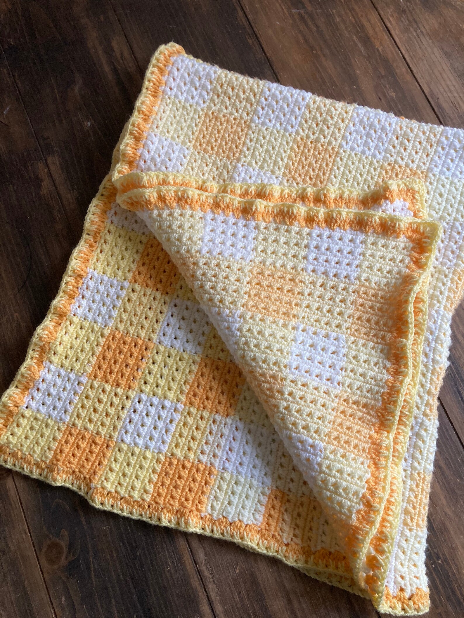 Bright Crochet baby cot blanket /Afghan in gingham /plaid Etsy