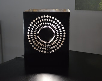 Mandala aged metal table lamp
