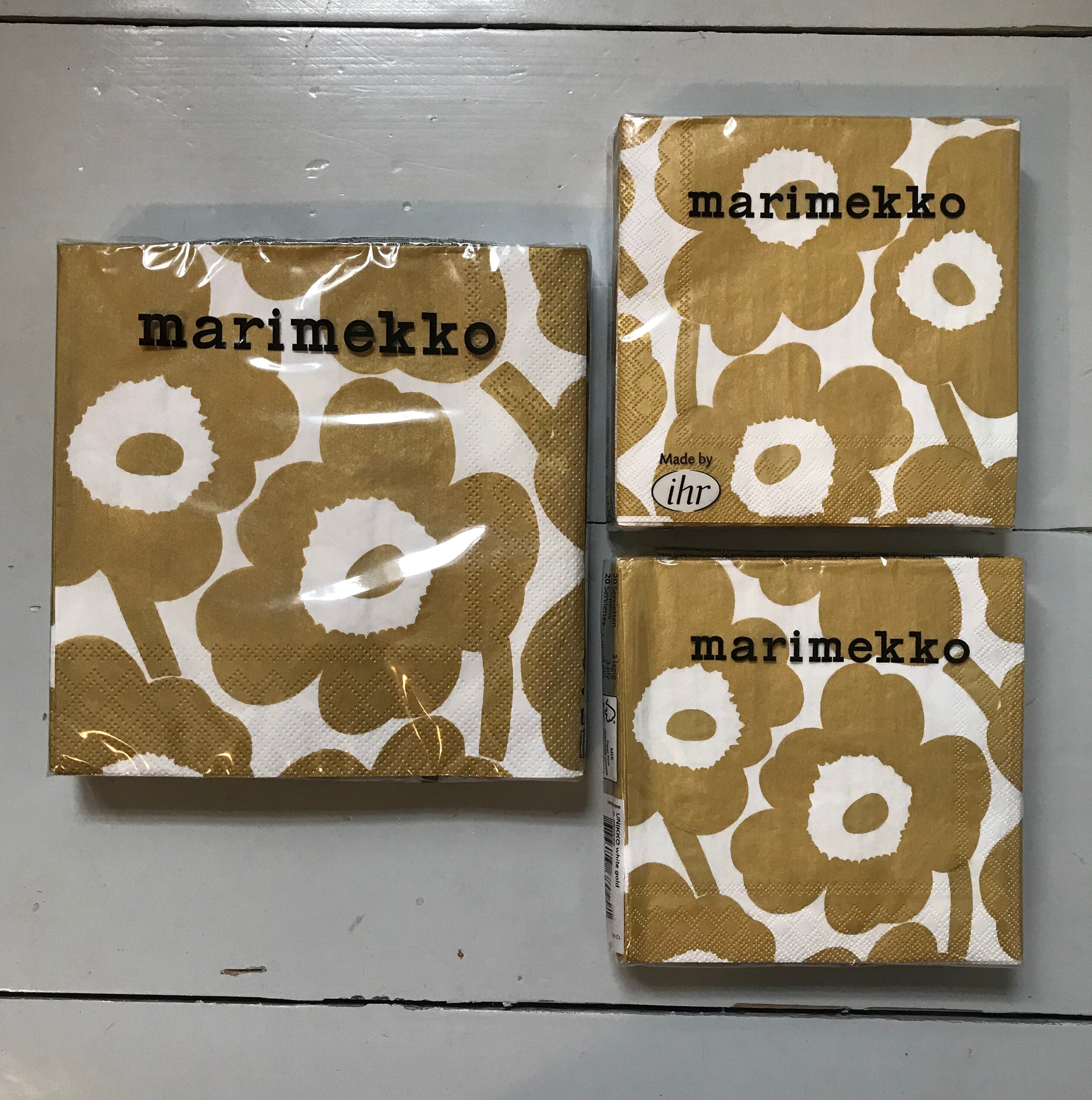Marimekko Gold Unikko  paper napkIns for dining and decoupaging