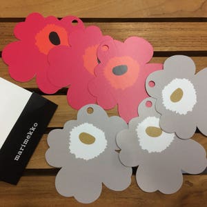 Marimekko Unikko package cards, set of 6 cards, 3 red and 3 silver unikko