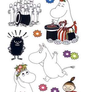 Adesivi Moomin per l'artigianato, TRE fogli dalla Finlandia