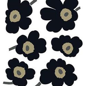 Pegatinas Marimekko Unikko para manualidades, TRES hojas de Finlandia, color negro