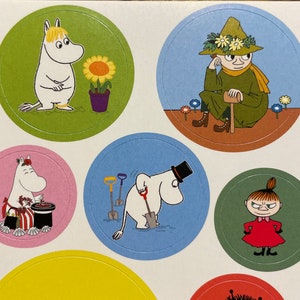 Adesivi Moomin per lavoretti, TRE fogli dalla Finlandia