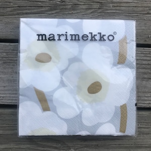 Marimekko, tovaglioli di carta bianchi argento Unikko per la sala da pranzo e il decoupage, 20 fogli di tovaglioli a 3 strati, Finlandia