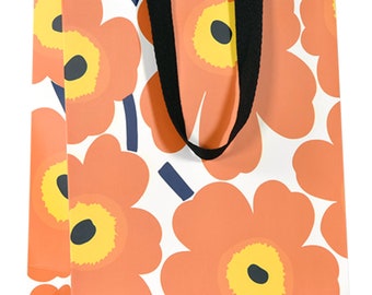 Marimekko SET of 5 Orange Unikko medium size gift bags