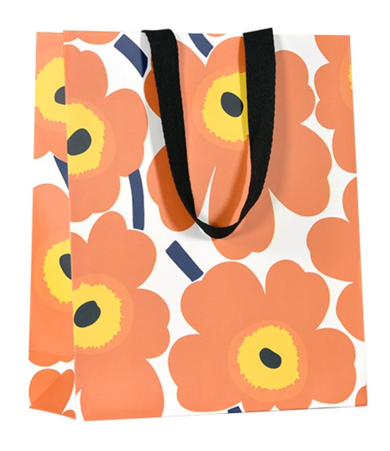 Marimekko SET of 5 Orange Unikko Medium Size Gift Bags - Etsy