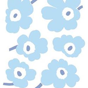 Adesivi Marimekko Unikko per lavoretti creativi, TRE fogli dalla Finlandia, Azzurro