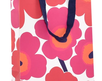 Marimekko SET of 5 RED Unikko medium size gift bags