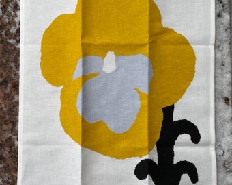 Yellow Pansy Orvokki Linen Cotton Kitchen towel from Finland