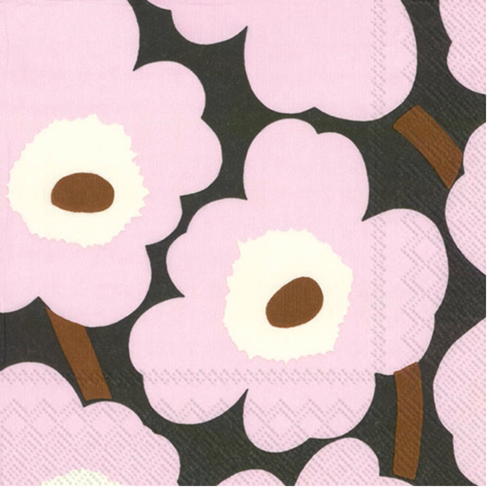 Marimekko Pieni Unikko 25cm lunch paper napkins for dining and decoupaging, 20 sheets of 3 ply napkins, Finland