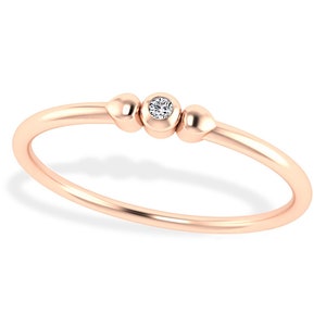Designer Leaf Diamond Ring, Solid 14K 18K Gold Ring, Single Diamond Ring, Gold Stackable Wedding Band, Minimalist Diamond Engagement Ring