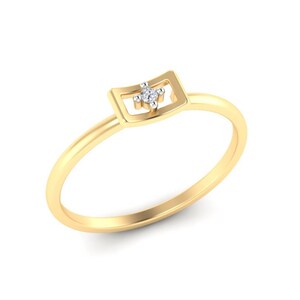 Diamond Studded 14k Solid Gold Ring, Dainty Prong Ring, Engagement Ring, Single Diamond Everday Gold Ring For Women, Diamond Wedding Band