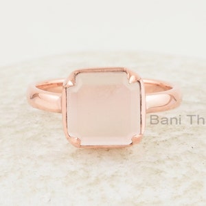 Morganite Ring - 925 Sterling Silver - 9mm Rose Gold Plated - Prong Set - Personalized Jewelry - Jewelry for Wedding - Gift for Girlfriend