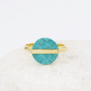 Tibetan Turquoise Ring - 925 Solid Silver - 12mm Handmade Ring- Personalized Jewelry - Flat Round - Jewelry for Lover - Gift For Mothers Day