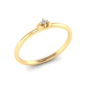 Solitaire Diamond Ring, Solid 14k / 18k Gold Band, Dainty Promise Ring, Unique Diamond Gold Ring, Everyday Ring For Women, Birthday Gift
