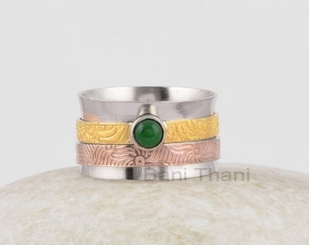 Green Aventurine Spinner Ring - Sterling Silver - Gemstone Spinner Ring - 4mm Round - Gemstone Jewelry - Gift For Her - Jewelry For Sale