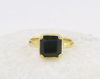 Beautiful Bloodstone Ring, Bloodstone 9x9mm Square Shape Gemstone Ring, 18K Gold Micron  Ring, Silver Gemstone Jewelry On Sale