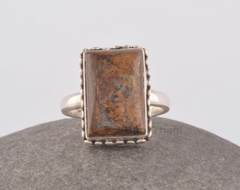 Beautiful Silver Ring, Statement Ring, Handmade Silver Ring, 10x15mm Rectangle Gemstone Ring, Solid Silver Ring, Jade Ring, Gift For Her