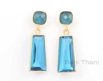 Sky Blue Color Stone Silver Earring 336 925 Sterling Silver Earrings Blue Quartz Gemstone Earrings Silver Jewelry Birthday Gift Earring