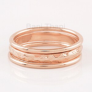 Rose Gold Minimalist Rings, Hammered Stackable Bands, 925 Sterling Silver Ring, Anniversary Band, Delicate Ring, Designer Ring For Women