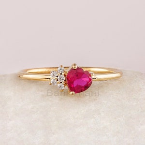 Pink Tourmaline Ring, 5 mm Heart Shape Gemstone Ring, Delicate 18k Gold Plated Ring, 925 Sterling Silver Ring, Anniversary Gift For Her