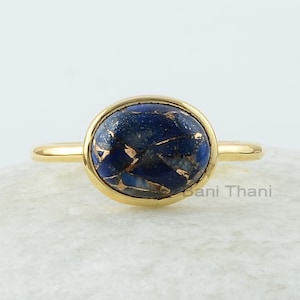 Lapis Ring - Pure Silver - Handcrafted Ring - Rose Gold Plated Jewelry - Jewelry Manufacturer - Jewelry Or Nurse - Gift For Christmas