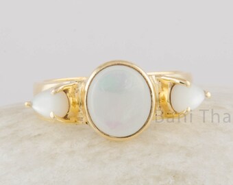 Pearl Gemstone Ring - Gold Plated  Ring - Mother Of Pearl Multistone Ring - Jewelry Wholesaler- Christmas Gift For Women