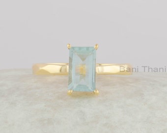 Aqua Marine Statement Ring - Gold Filled  Ring - Handmade Ring - Gold Plated Birthstone Ring - Christmas Gift for Women - Gift for Her