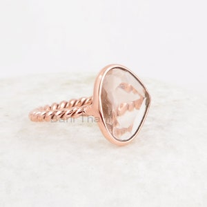 Morganietring - 925 sterlingzilver - gedraaide band - roséverguld - geboortesteensieraden - sieraden voor jonge zus - cadeau voor oude vrouwen