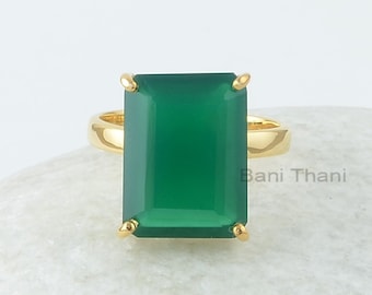 Gemstone Ring Handmade Green Onyx Ring Green Onyx Gemstone Ring Mothers Jewelry Gift Labour Day Made For Her Square Stone Jewelry