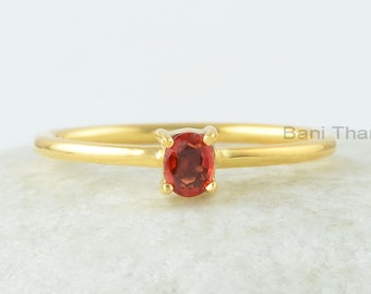 Orange Sapphire Ring - 925 Sterling Silver - Oval Sapphire - Rose Gold Plated Ring - Birthstone Jewelry - Gift For Girls - Jewelry for Date